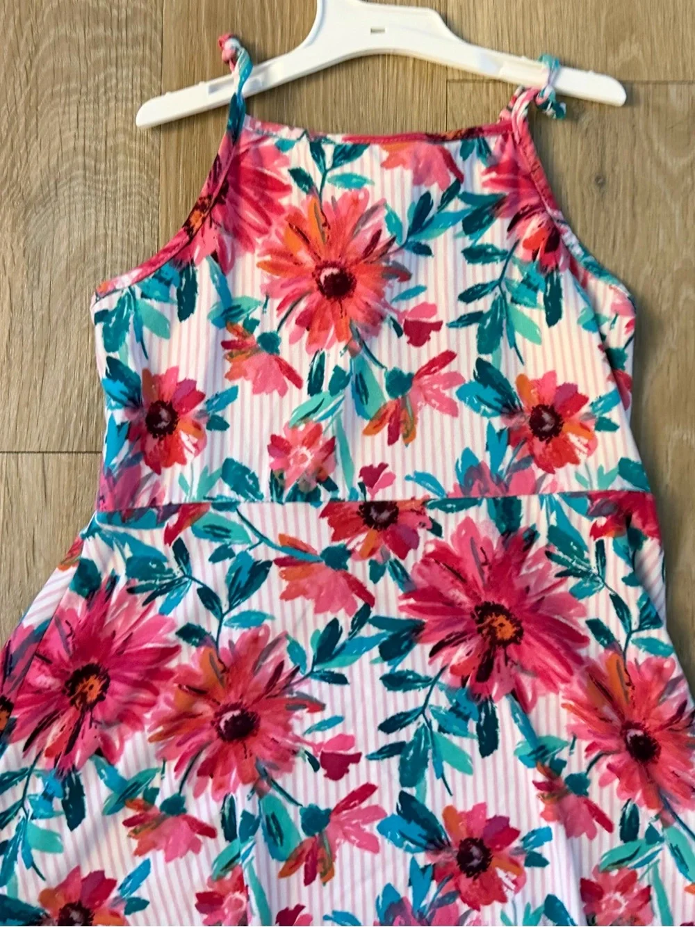 1st Kiss Girl's Size 7/8 Bright Pink Floral Polyester Blend Casual Sundress
